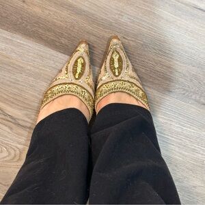 Le Chateau Gold Embellished Flats